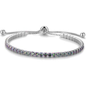 Jun-Alexandrite Sterling Silver Birthstone 2.5mm Tennis Bolo Bracelet